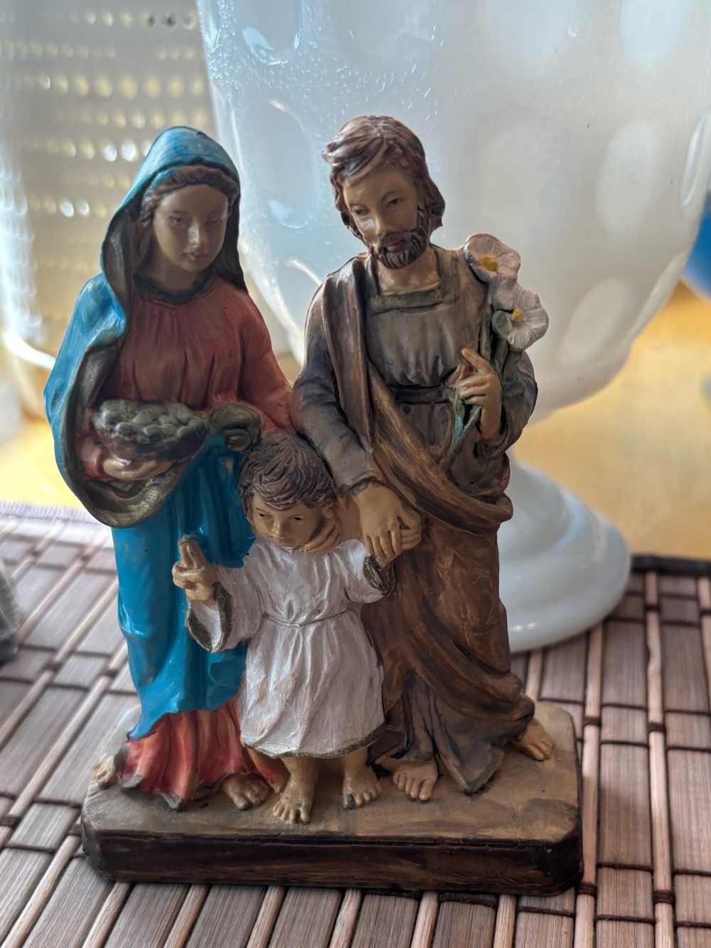Lot of 2 Religious Figurines / Sainte Famille & Montefiori Gold Signed